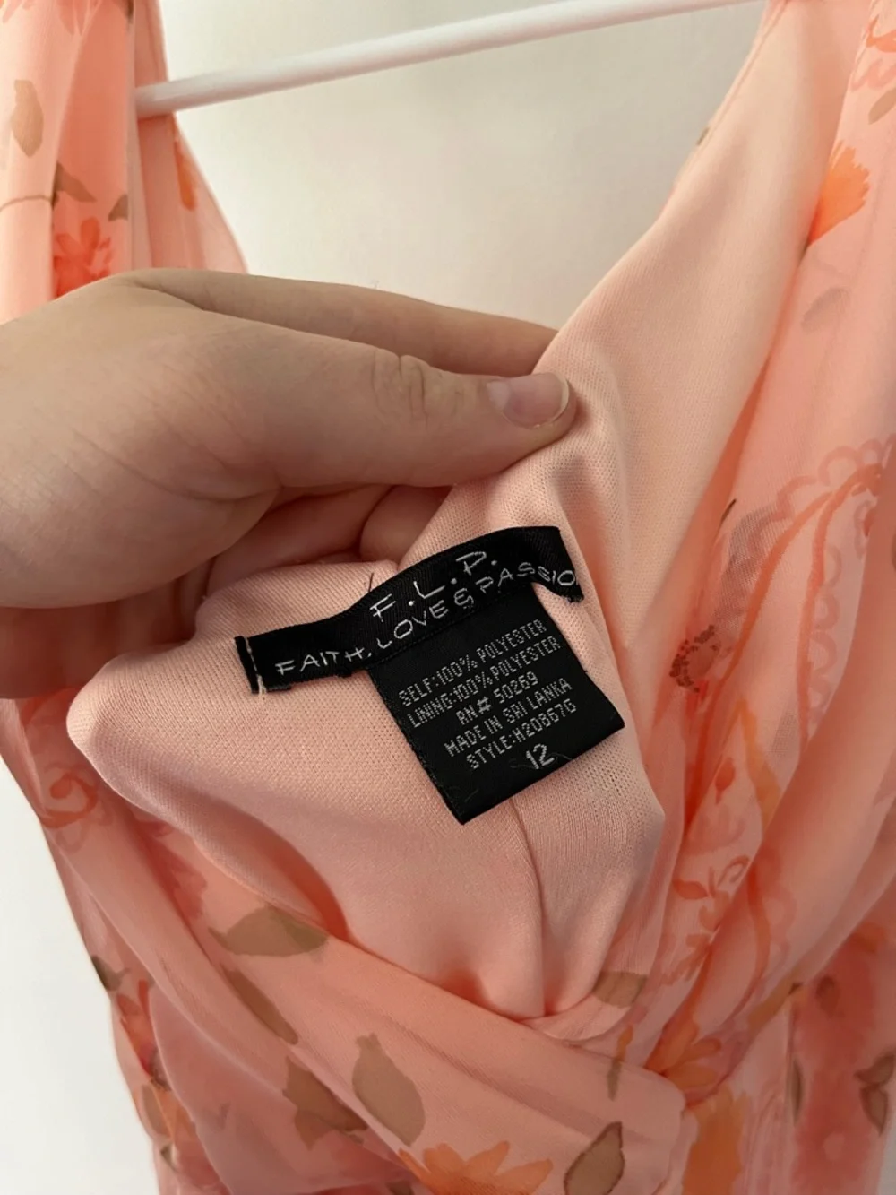 Vintage peach floral midi dress size 12